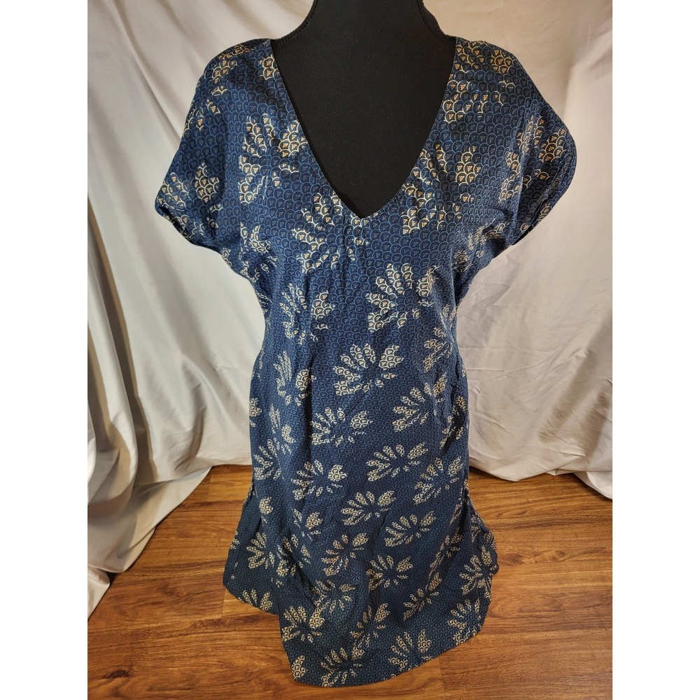 Anokhi Dress Blue Scale Design 100% Cotton Maxi Dress Size M